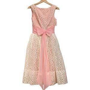 1980s Pink Midi Lace Dress